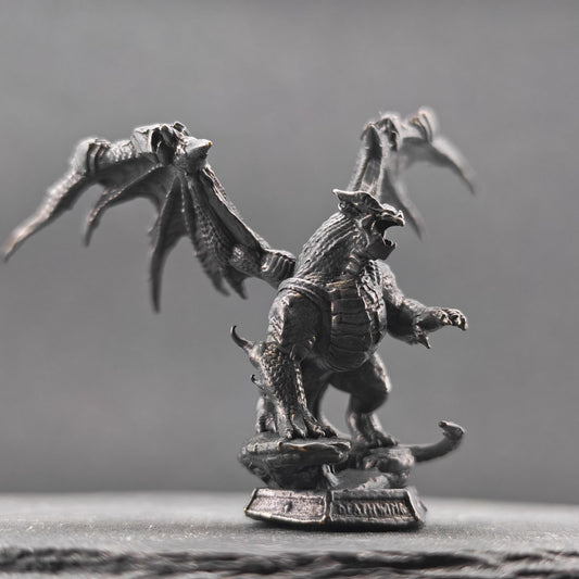 Brass Winged Dragon Figurine — Oxidised Miniature Fire Beast Sculpture for Fantasy Collectors and Desk Display