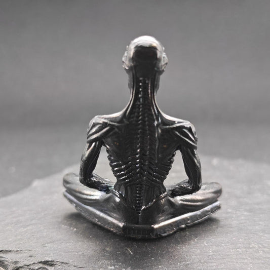 Brass Meditating Skeleton — Gothic Memento Mori Desk Sculpture for Dark Souls and Deep Thinkers