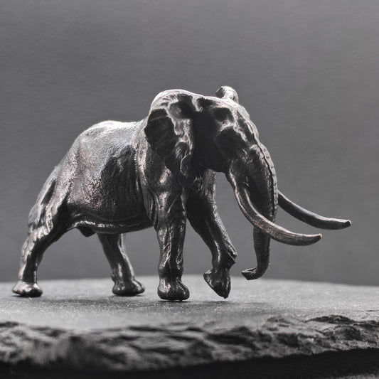 Solid Brass Mammoth Figurine – Antique Prehistoric Sculpture for Desk, Shelf & Collector Display