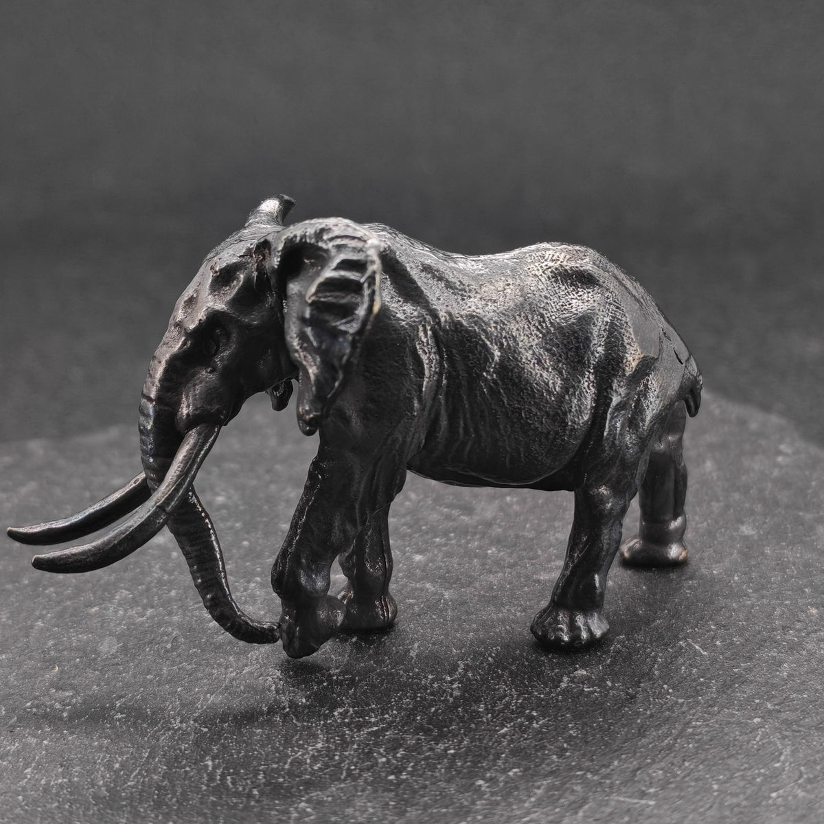 Solid Brass Mammoth Figurine – Antique Prehistoric Sculpture for Desk, Shelf & Collector Display