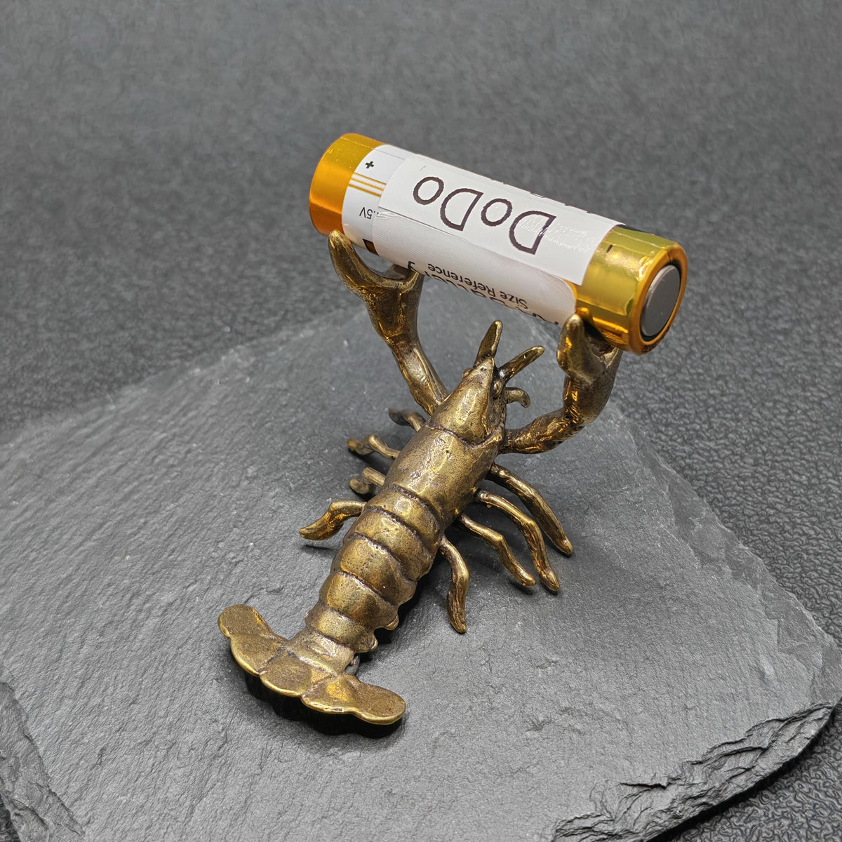 Brass Weightlifting Lobster — Pen Holder and Desk Sculpture with Character