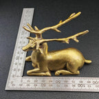 Resting Stag Brass Figurine – Handcrafted Wildlife Desk Collectible