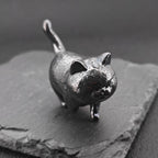 Brass Black Cat Figurine – Handcrafted Oxidised Walking Pose Collectible