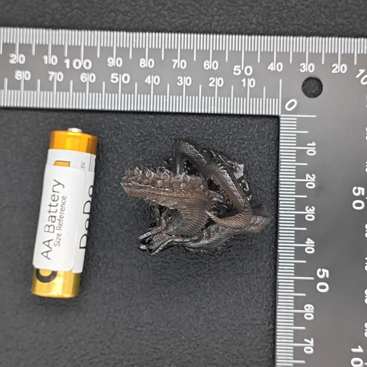 Brass Coiled Dragon Figurine — Oxidised Black Zodiac Sculpture for Desk, Feng Shui, and Collector Display