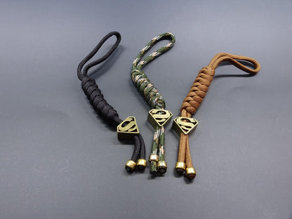 Brass EDC Keychain Lanyard — Shield Crest Paracord Pendant