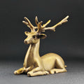 Resting Stag Brass Figurine – Handcrafted Wildlife Desk Collectible