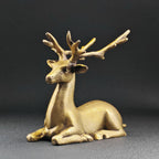 Resting Stag Brass Figurine – Handcrafted Wildlife Desk Collectible