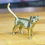 Brass Cat Figurine – Handcrafted Walking Pose Desk Collectible