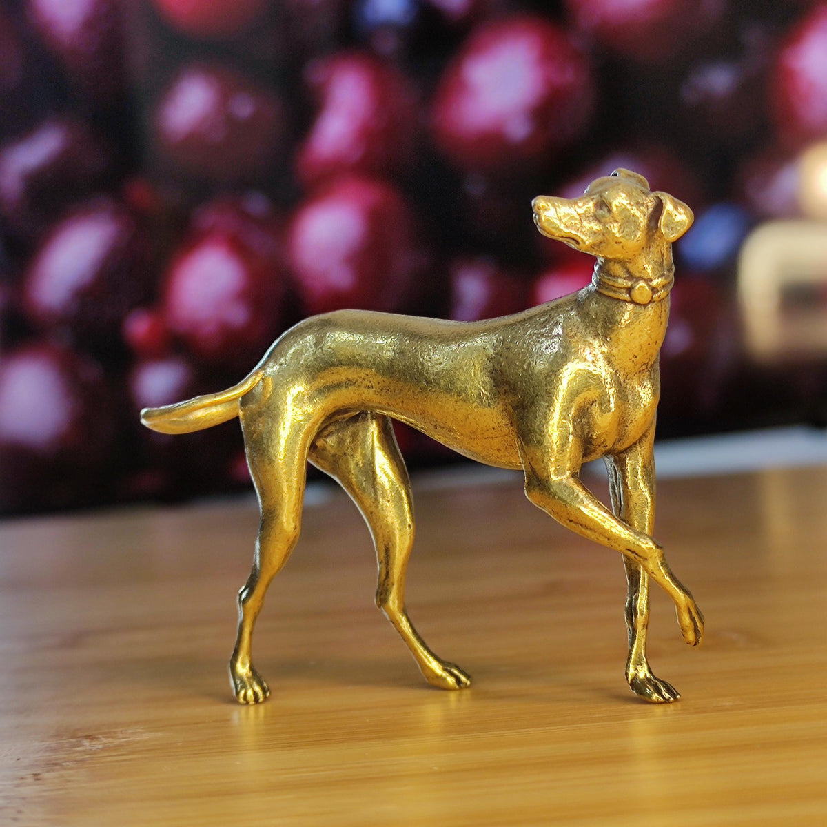 Striding Greyhound Brass Figurine – Handcrafted Noble Dog Collectible