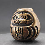 Brass Daruma Figurine – Engraved Good Fortune, Handcrafted Desk Collectible