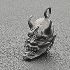 Oni Mask Brass Pendant – Handcrafted Japanese Demon Keychain Charm