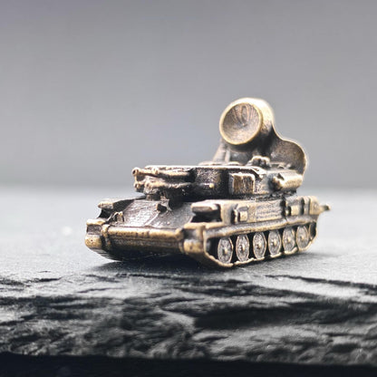 Brass Flakpanzer Gepard Tank Miniature — German Anti-Aircraft Vehicle Micro Model for Diorama