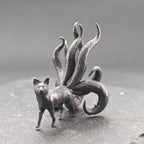 Nine-Tailed Fox Brass Figurine – Handcrafted Kitsune Mythical Collectible