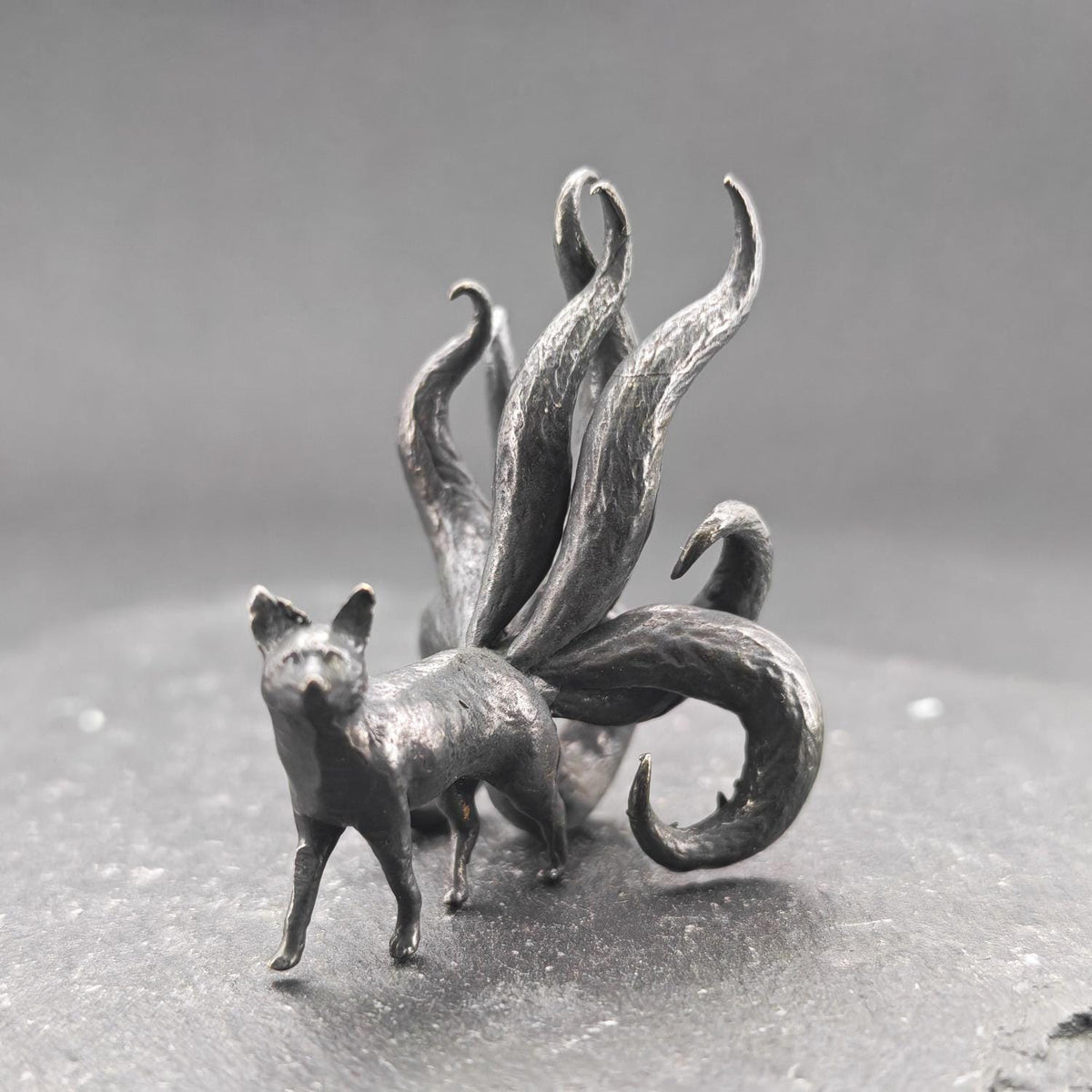 Nine-Tailed Fox Brass Figurine – Handcrafted Kitsune Mythical Collectible