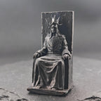 Brass Throne Figurine – Crowned Ruler, Handcrafted Dark Fantasy Collectible