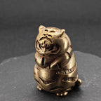 Fat Tiger Brass Figurine – Handcrafted Chubby Tiger Collectible Sculpture