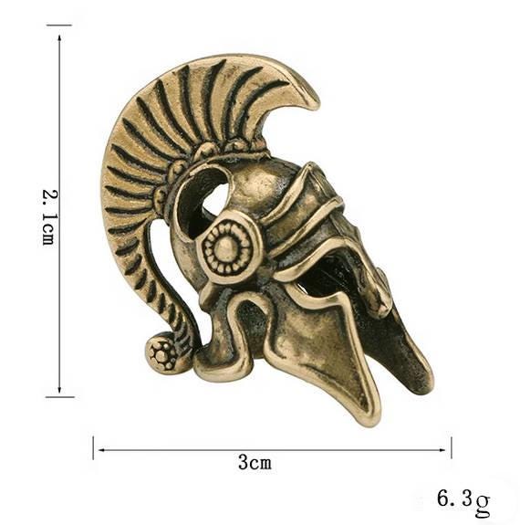 Spartan Helmet Brass Charm – Handcrafted Ancient Warrior Keychain Collectible