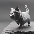 Brass Black Cat Figurine – Handcrafted Oxidised Walking Pose Collectible