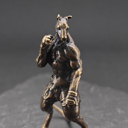 Brass Boxing Kangaroo Figurine — Fighter Stance Desk Sculpture for Combat Fans and Curious Collectors