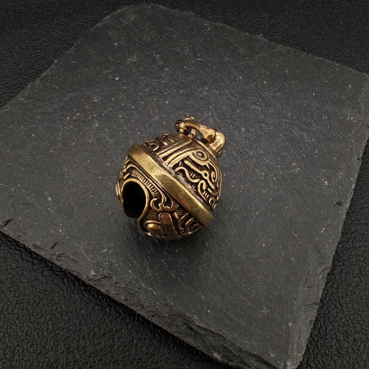 Brass Pixiu Bell Charm – Handcrafted Chinese Lucky Amulet Pendant