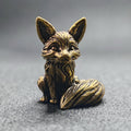 Sitting Fox Brass Figurine – Handcrafted Animal Miniature Collectible