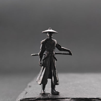 Brass Ronin Swordsman Figurine – Handcrafted Miniature Collectible