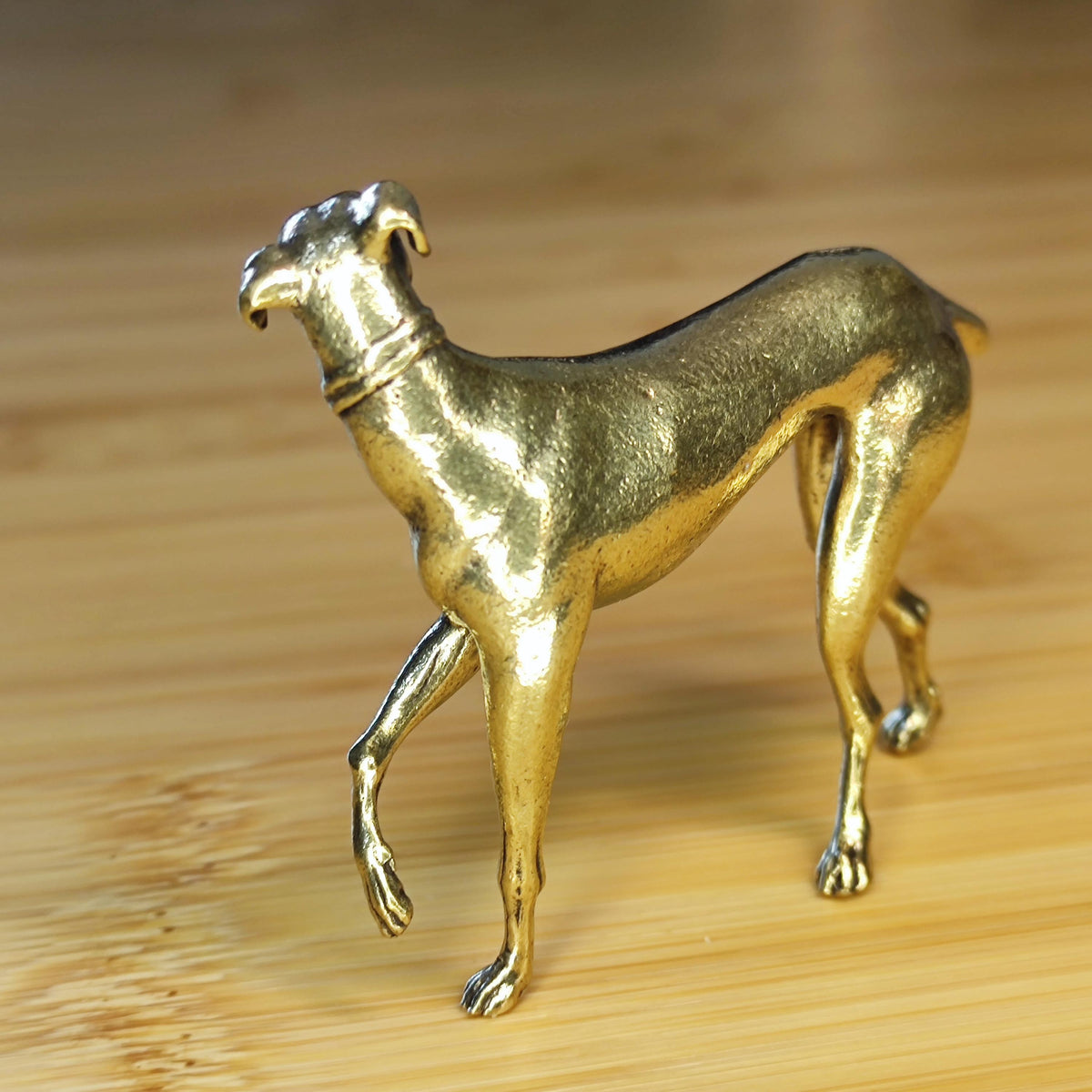 Striding Greyhound Brass Figurine – Handcrafted Noble Dog Collectible