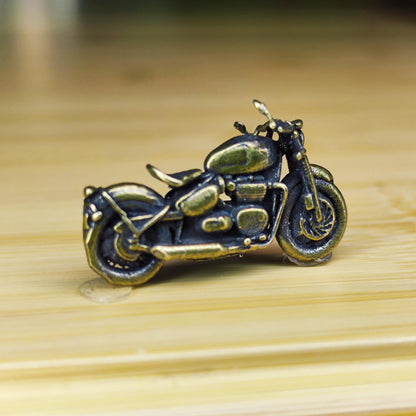Brass Miniature Motorcycle — Tiny Bike Figurine for Desk, Shelf, or Terrarium