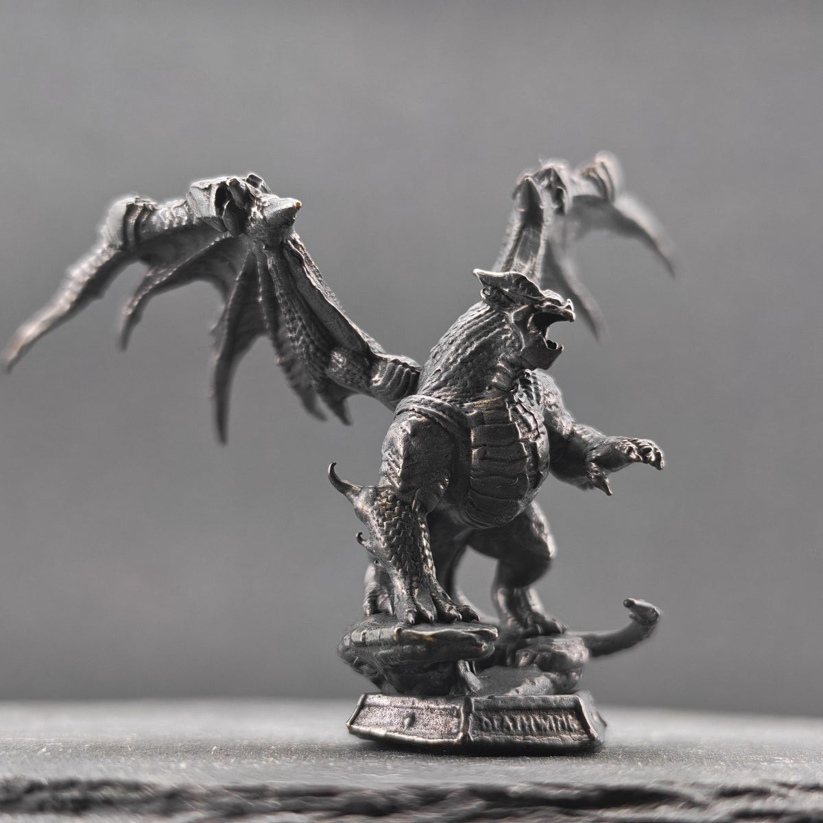 Brass Winged Dragon Figurine — Oxidised Miniature Fire Beast Sculpture for Fantasy Collectors and Desk Display