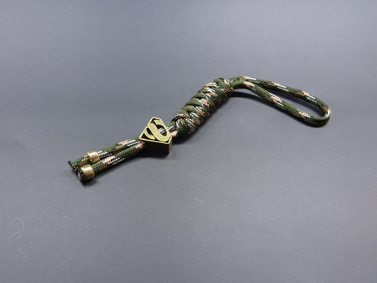 Brass EDC Keychain Lanyard — Shield Crest Paracord Pendant
