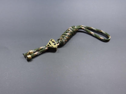Brass EDC Keychain Lanyard — Shield Crest Paracord Pendant