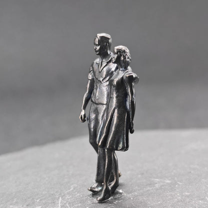 Brass Couple Figurine — Miniature Standing Pair Sculpture for Romantic Gifts and Desk Decor