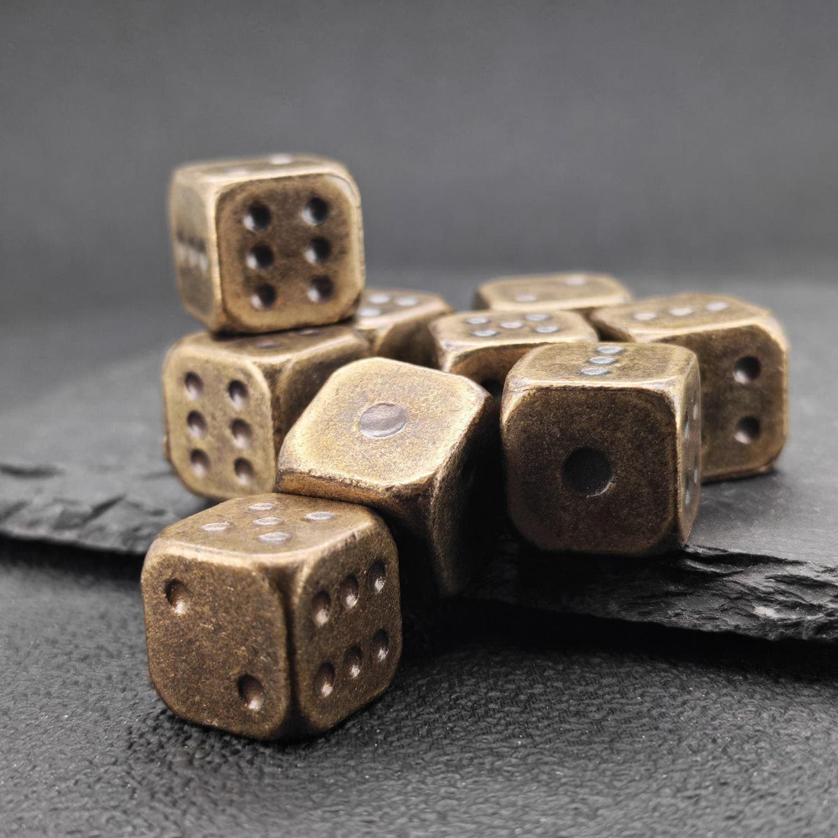 Solid Brass Dice – Polished Miniature Gaming Cube Collectible