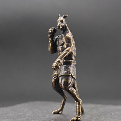 Brass Boxing Kangaroo Figurine — Fighter Stance Desk Sculpture for Combat Fans and Curious Collectors