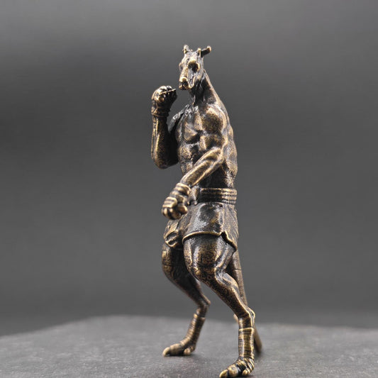 Brass Boxing Kangaroo Figurine — Fighter Stance Desk Sculpture for Combat Fans and Curious Collectors