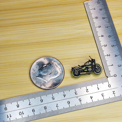 Brass Miniature Motorcycle — Tiny Bike Figurine for Desk, Shelf, or Terrarium