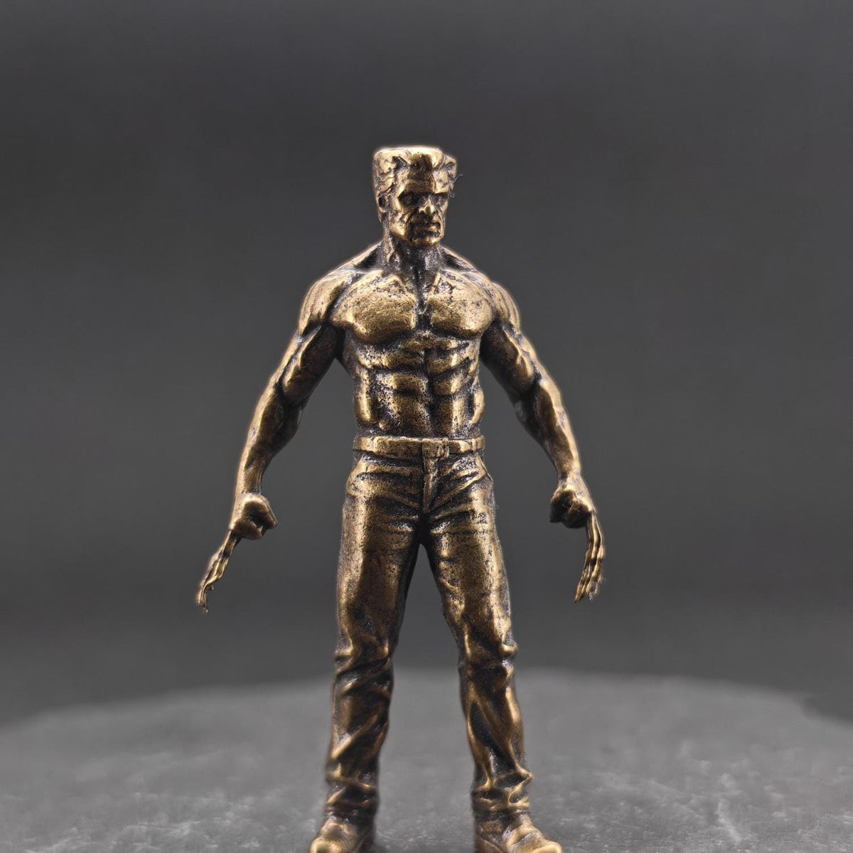 Brass Werewolf Figurine — Fierce Miniature Beast Sculpture & Horror Fantasy Desk Piece