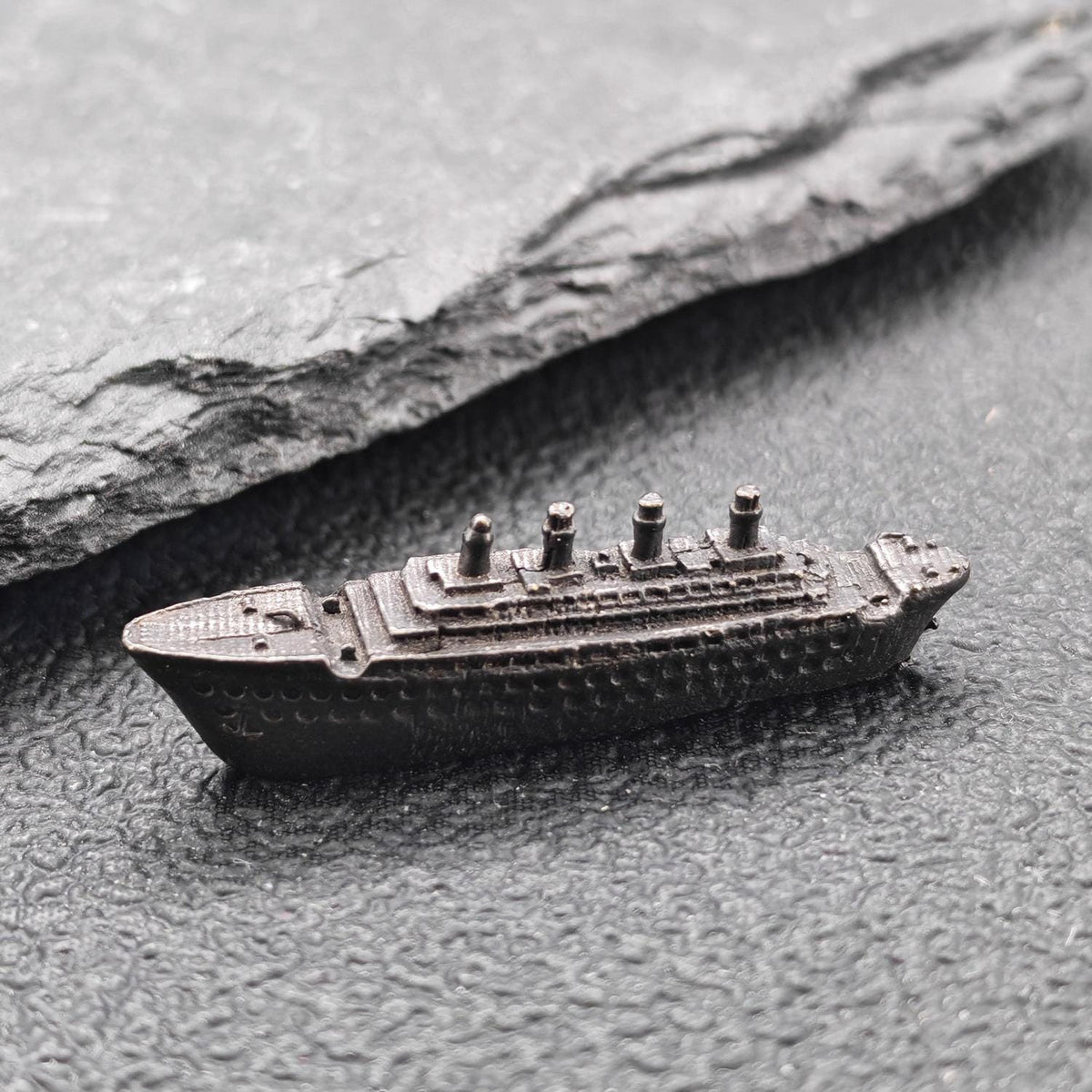 Brass Titanic Ocean Liner Miniature — Micro Ship Model for Diorama, Terrarium and Desk Display