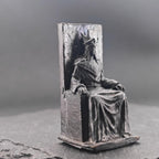 Brass Throne Figurine – Crowned Ruler, Handcrafted Dark Fantasy Collectible