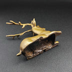 Resting Stag Brass Figurine – Handcrafted Wildlife Desk Collectible