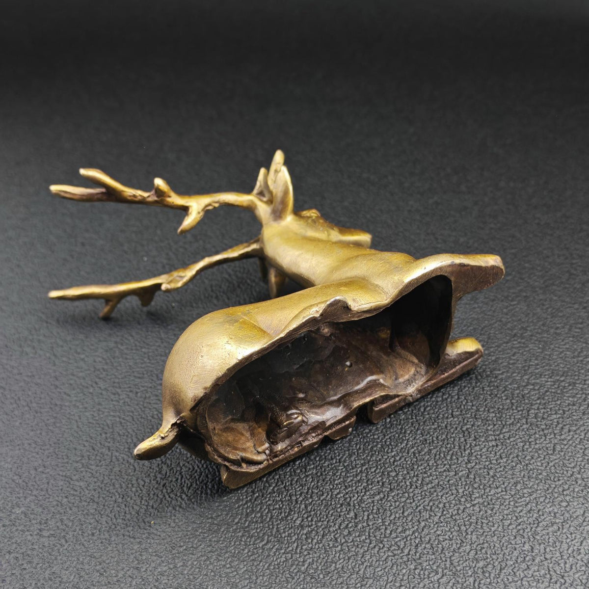 Resting Stag Brass Figurine – Handcrafted Wildlife Desk Collectible