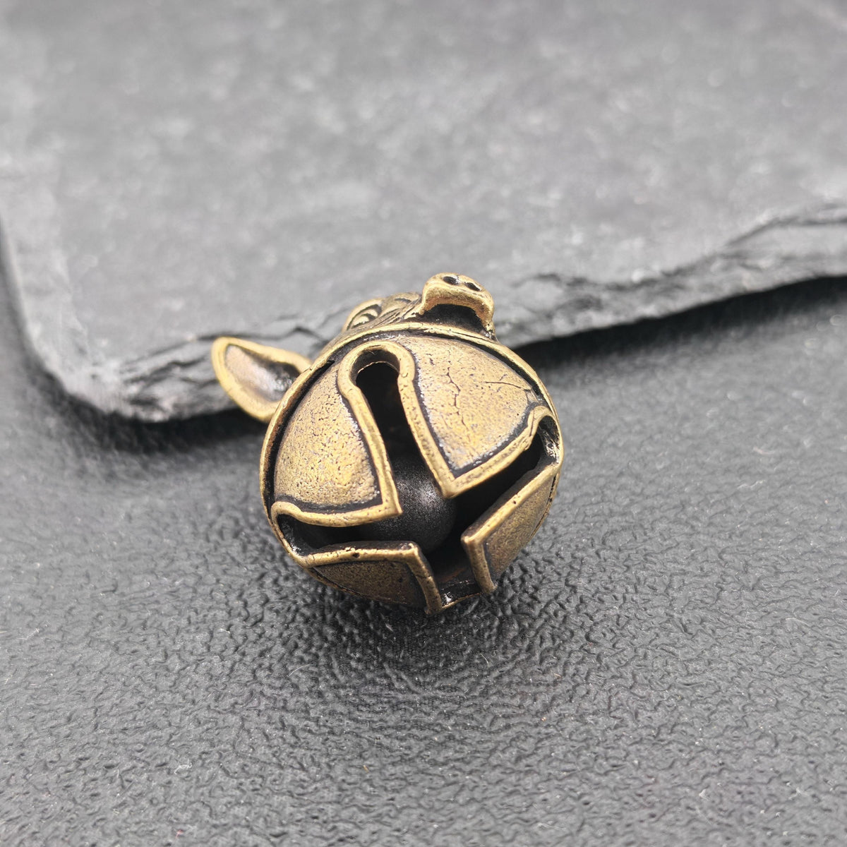 Brass Pig Bell Pendant – Handcrafted Miniature Animal Charm Collectible