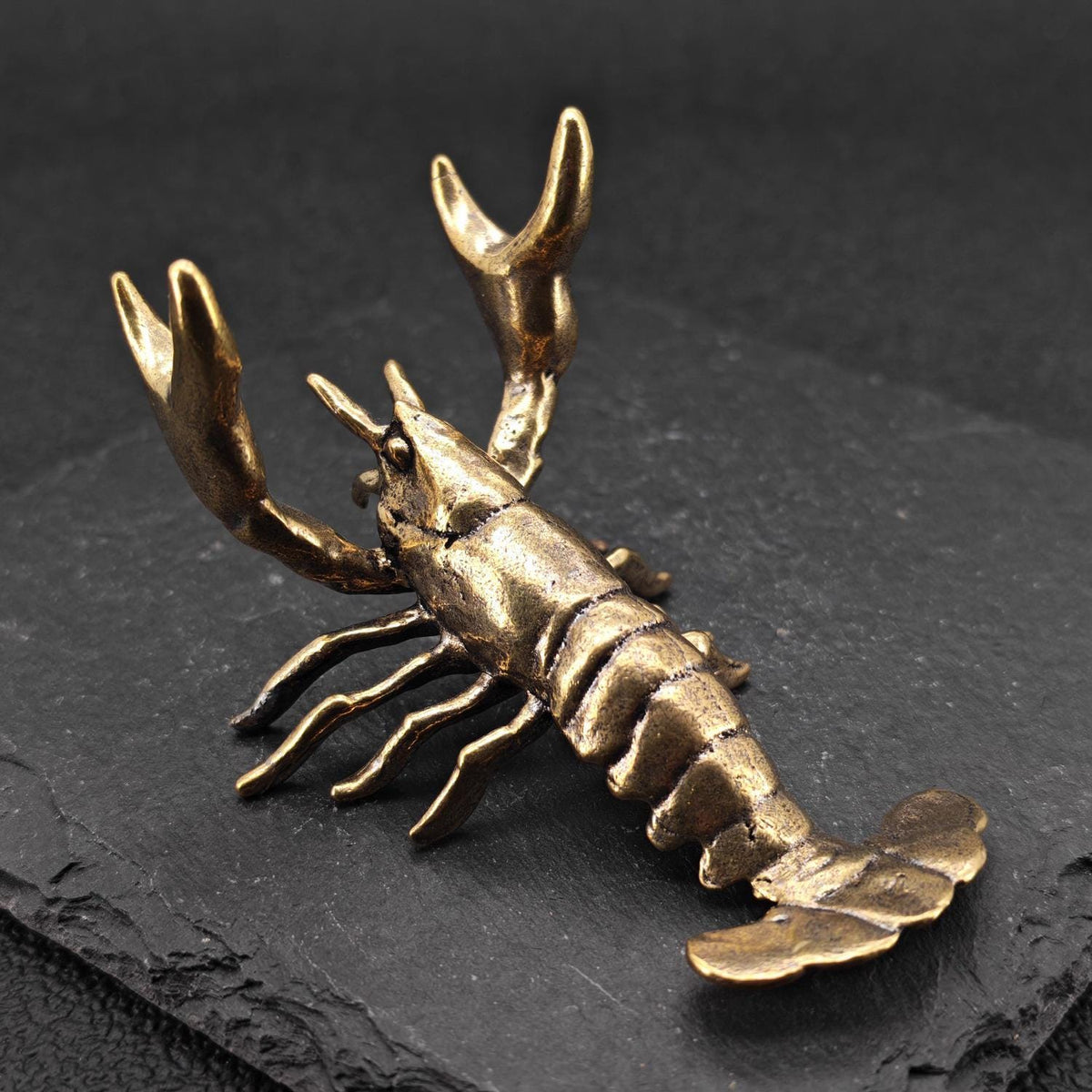 Brass Weightlifting Lobster — Pen Holder and Desk Sculpture with Character