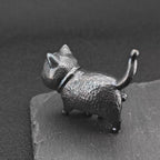 Brass Black Cat Figurine – Handcrafted Oxidised Walking Pose Collectible