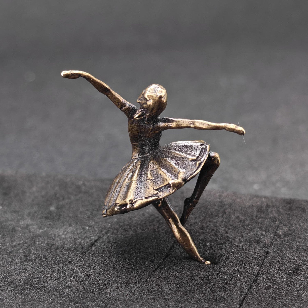 Brass Black Swan Ballerina Figurine — Miniature Lost-Wax Cast Dance Sculpture for Terrarium, Aquascape, and Collector Display