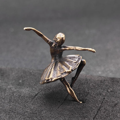 Brass Black Swan Ballerina Figurine — Miniature Lost-Wax Cast Dance Sculpture for Terrarium, Aquascape, and Collector Display