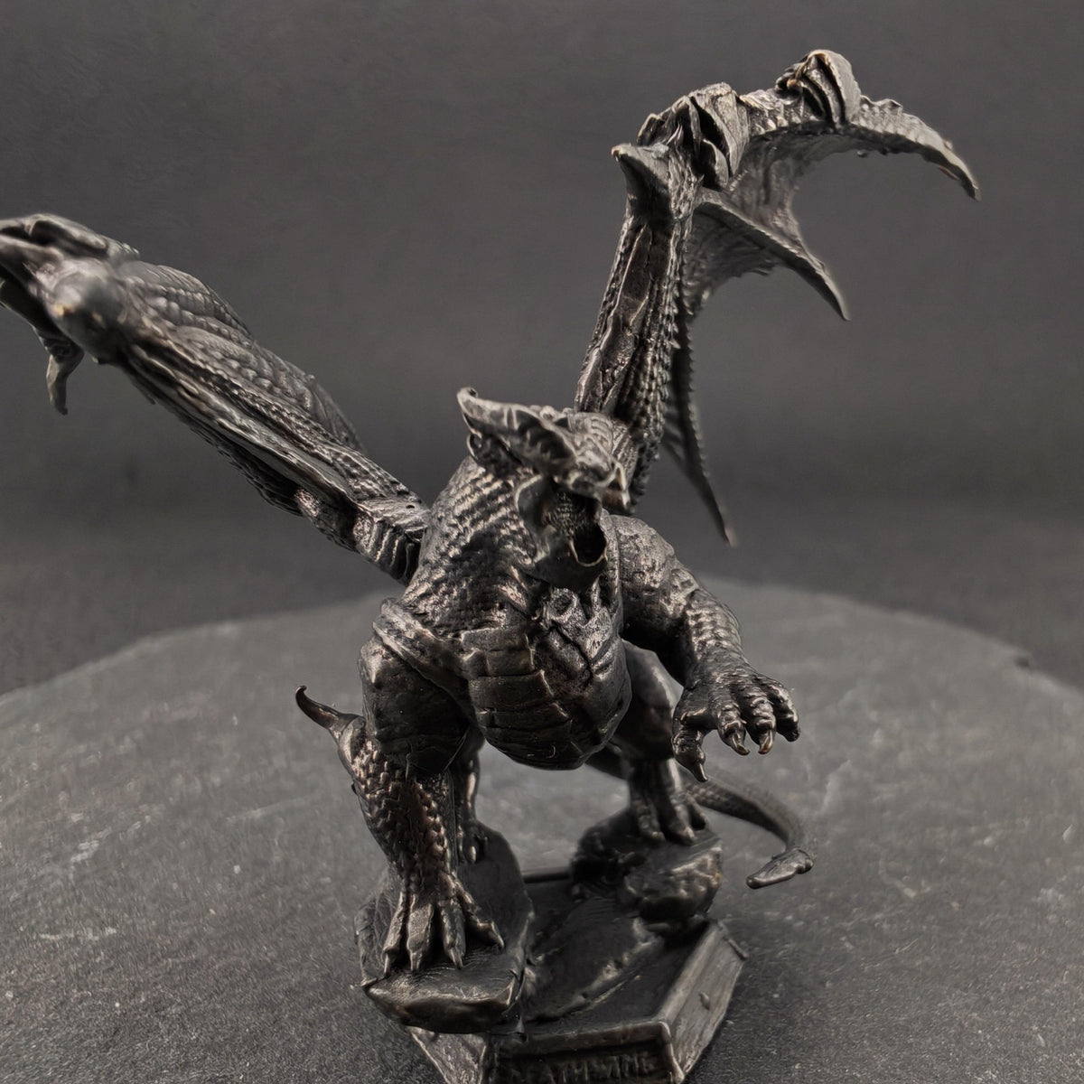 Brass Winged Dragon Figurine — Oxidised Miniature Fire Beast Sculpture for Fantasy Collectors and Desk Display