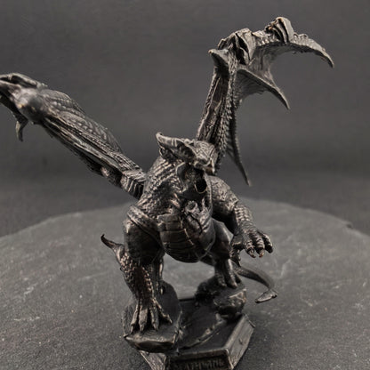 Brass Winged Dragon Figurine — Oxidised Miniature Fire Beast Sculpture for Fantasy Collectors and Desk Display
