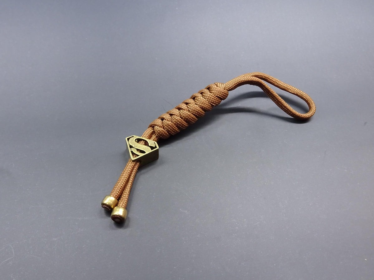 Brass EDC Keychain Lanyard — Shield Crest Paracord Pendant