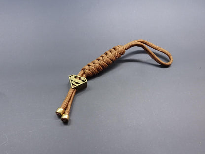 Brass EDC Keychain Lanyard — Shield Crest Paracord Pendant
